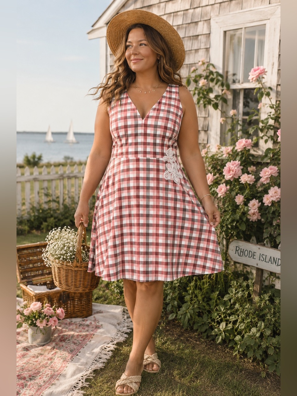 A NEW DAY Plaid Sleeveless Sundress EUC